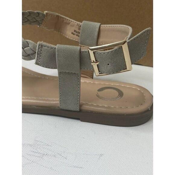 Journee Collection Thong Sandals Women's 7 Grey Adjustable Braided‎ Strap NEW - Picture 7 of 10